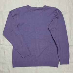 Lavender Purple Crew Neck Knit Sweater